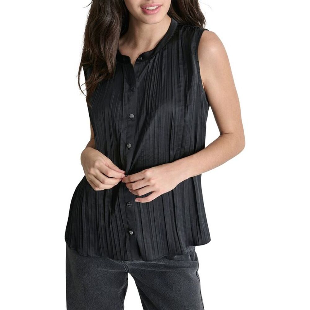 Dkny Womens Sleeveless Crinkle Top